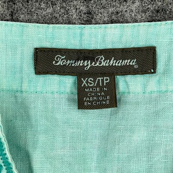 Tommy Bahama Shirt Womens Extra Small Green Linen V Neck Slit Tunic Cover Up - Picture 4 of 8